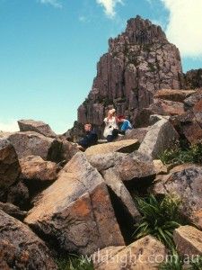 Taking a break on the Mount Ossa climb