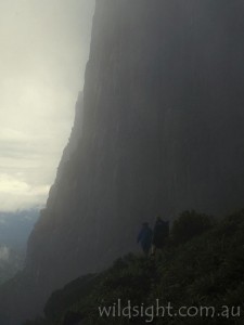 Walking under the cliffs of the Du Cane Range