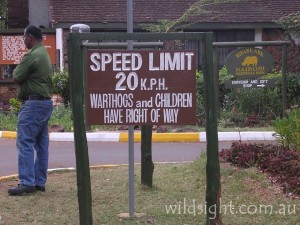 Roadsign at entrance to Kifaru Ark Nairobi Nationa Park, Kenya